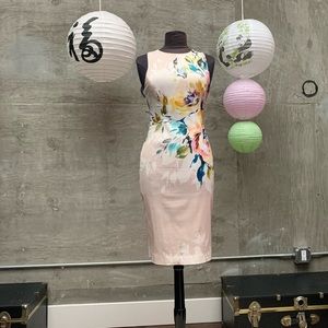 Karen Millen Silk Shift Dress with Watercolor Flower Print
